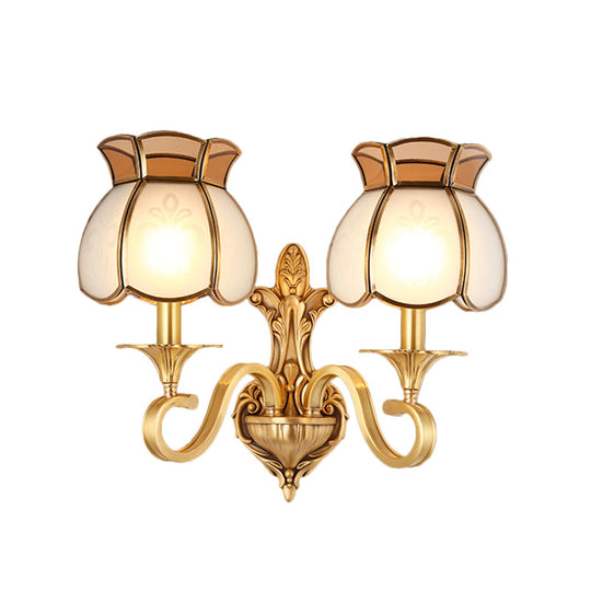 Traditional Metal Brass Birdcage Sconce Light: 1/2-Head Wall Lighting Fixture For Living Room