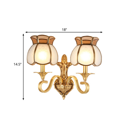 Traditional Metal Brass Birdcage Sconce Light: 1/2-Head Wall Lighting Fixture For Living Room