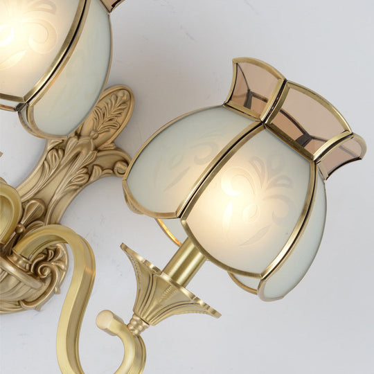 Traditional Metal Brass Birdcage Sconce Light: 1/2-Head Wall Lighting Fixture For Living Room