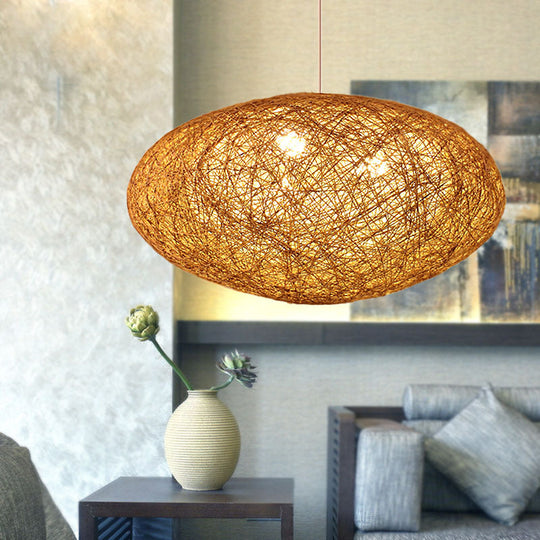 Wooden Modernist Pendant Light with Rope Suspension - Ideal for Dining Room