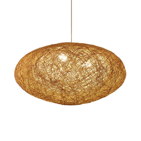 Wooden Modernist Pendant Light with Rope Suspension - Ideal for Dining Room