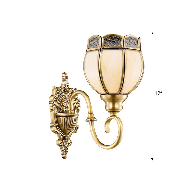 Traditional Brass Metal 1/2-Head Flower Sconce Light Fixture For Bedroom