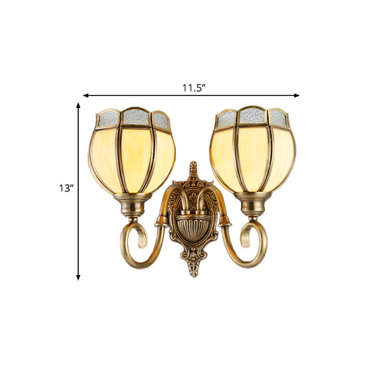 Traditional Brass Metal 1/2-Head Flower Sconce Light Fixture For Bedroom