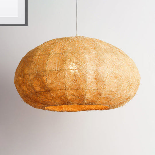 1-Bulb Asian Ceiling Pendant Light with Wood Lantern Design and Bamboo Shade