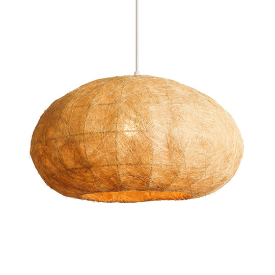 1-Bulb Asian Ceiling Pendant Light with Wood Lantern Design and Bamboo Shade