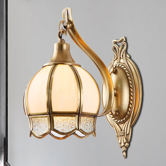 Brass Metal Floral Sconce - Traditional 1/2 Head Wall Light For Dining Room