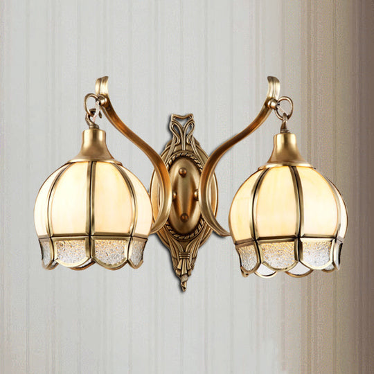 Brass Metal Floral Sconce - Traditional 1/2 Head Wall Light For Dining Room 2 /