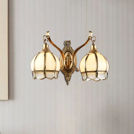 Brass Metal Floral Sconce - Traditional 1/2 Head Wall Light For Dining Room