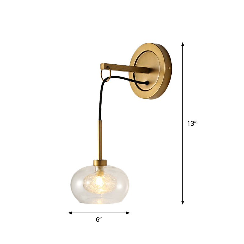 Modernist Oval Amber/White Glass Sconce With Brass Finish - Wall Mounted 1-Light Drop Lamp