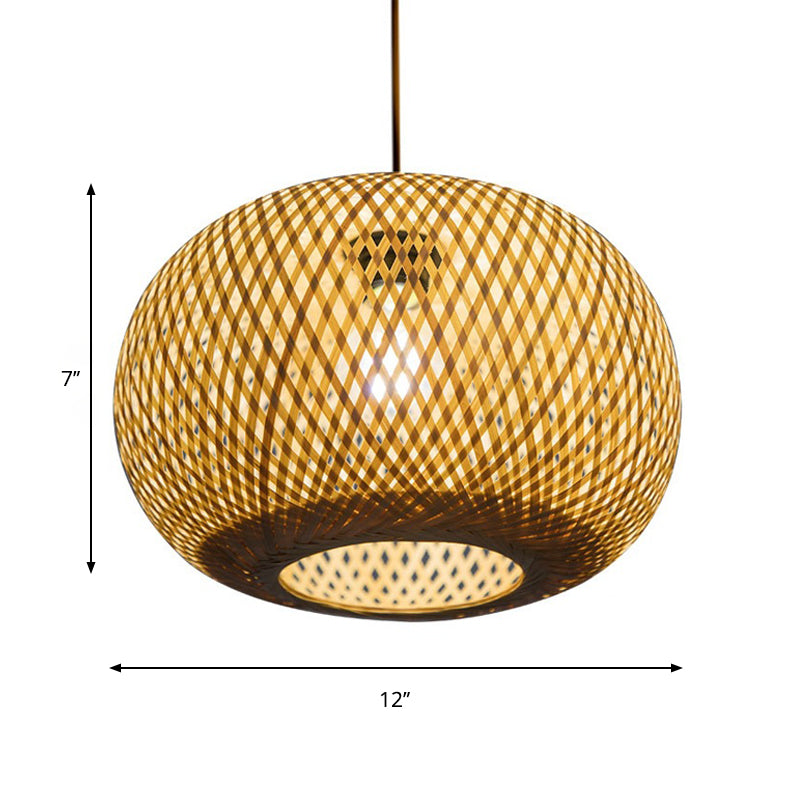 Wooden Pendant Light With Bamboo Shade And Modernist Touch