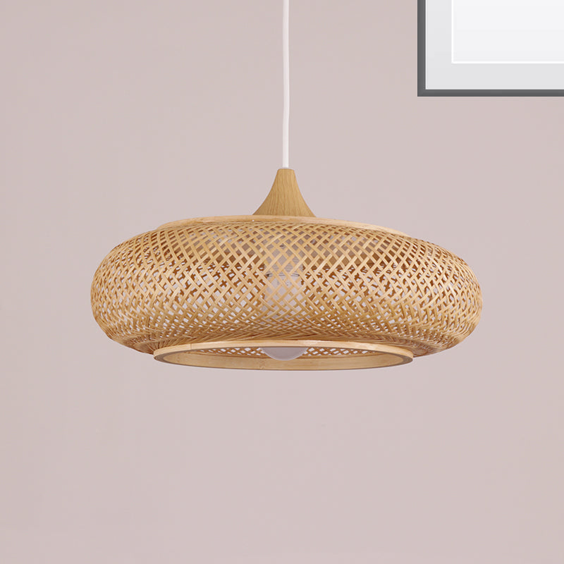 Wooden Pendant Light With Bamboo Shade And Modernist Touch