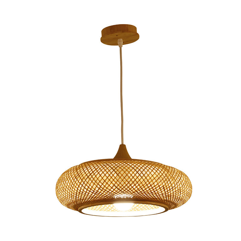 Wooden Pendant Light With Bamboo Shade And Modernist Touch