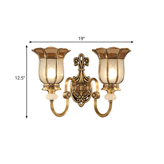 Traditional Brass Flower Metal Wall Sconce - Living Room Lighting Fixture (1/2-Bulb)