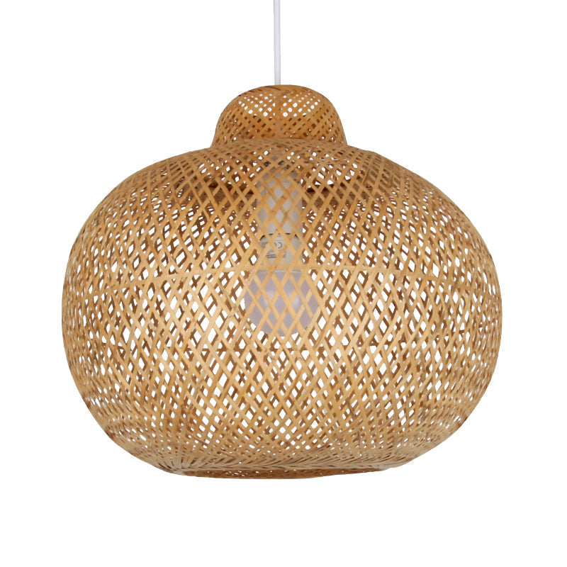 Modern Bamboo Pendant Light Fixture With Handmade Wood Accent