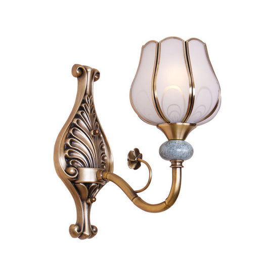 Traditional Brass Metal Wall Sconce Lighting For Living Room - 1/2-Head Bloom Light