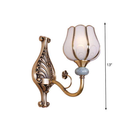 Traditional Brass Metal Wall Sconce Lighting For Living Room - 1/2-Head Bloom Light