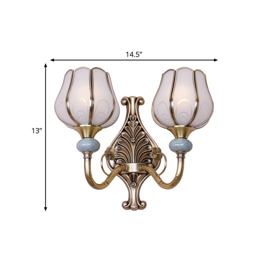 Traditional Brass Metal Wall Sconce Lighting For Living Room - 1/2-Head Bloom Light