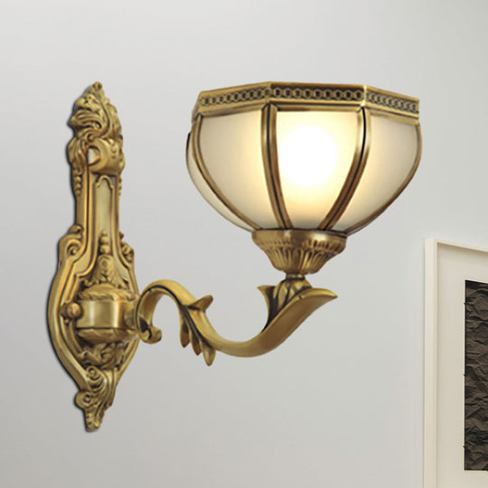 Traditional Dome Metal Sconce Light: Brass Living Room Wall Fixture