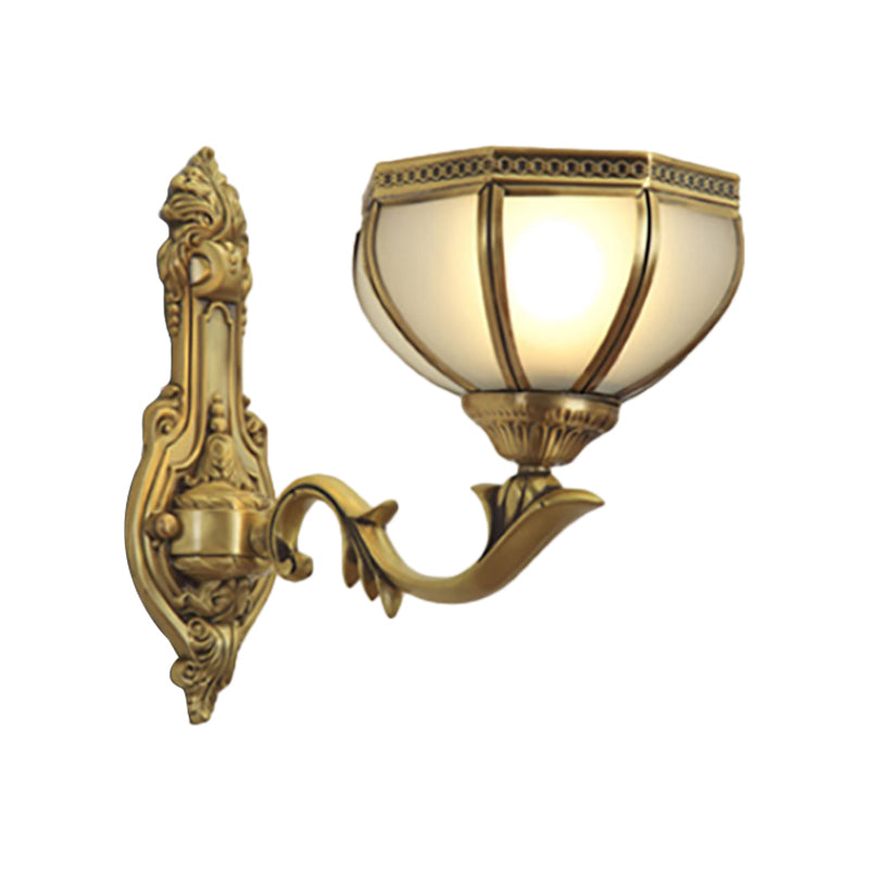 Traditional Dome Metal Sconce Light: Brass Living Room Wall Fixture