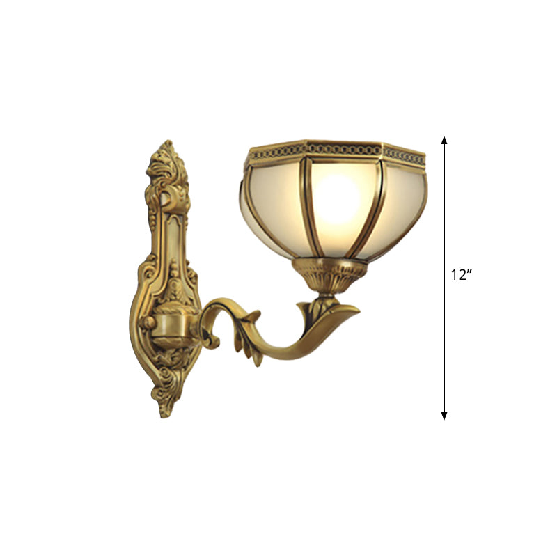 Traditional Dome Metal Sconce Light: Brass Living Room Wall Fixture