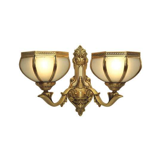 Traditional Dome Metal Sconce Light: Brass Living Room Wall Fixture