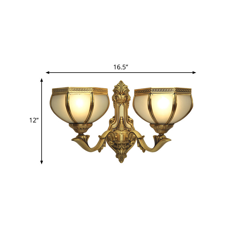 Traditional Dome Metal Sconce Light: Brass Living Room Wall Fixture