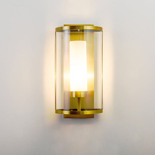 Contemporary Gold Wall Sconce With Clear Glass Shade