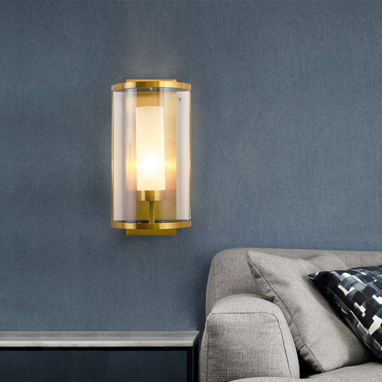 Contemporary Gold Wall Sconce With Clear Glass Shade