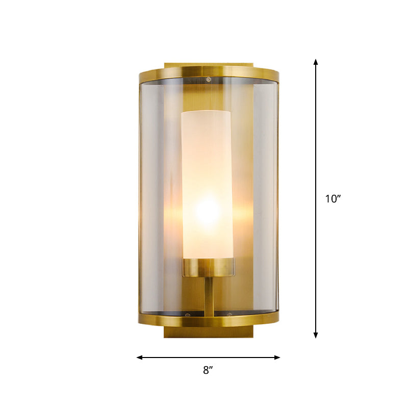 Contemporary Gold Wall Sconce With Clear Glass Shade