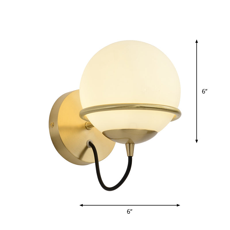 Contemporary Matte White Glass Brass Wall Sconce Light Fixture