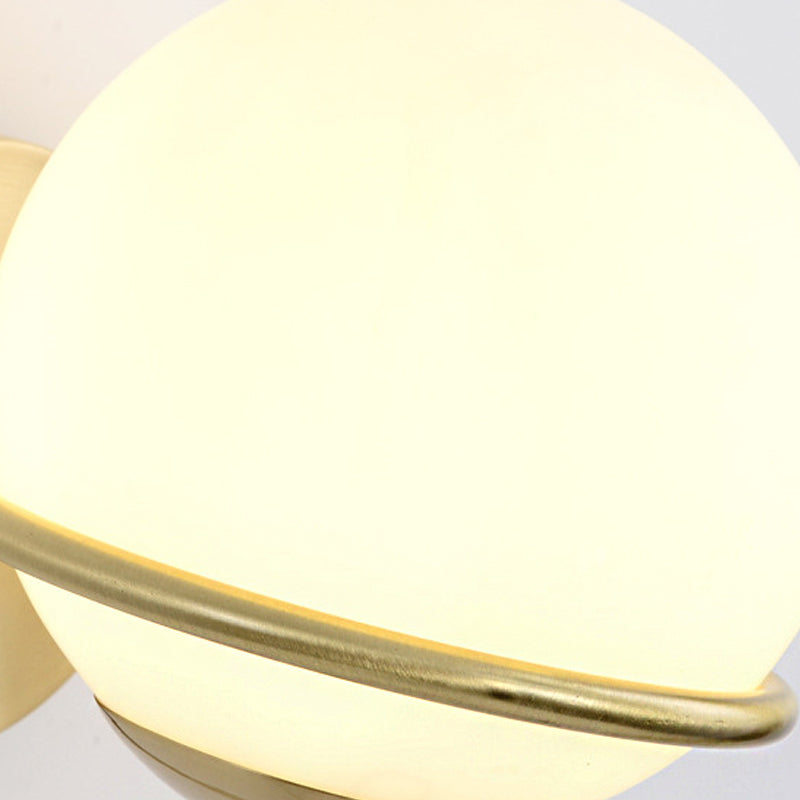 Contemporary Matte White Glass Brass Wall Sconce Light Fixture