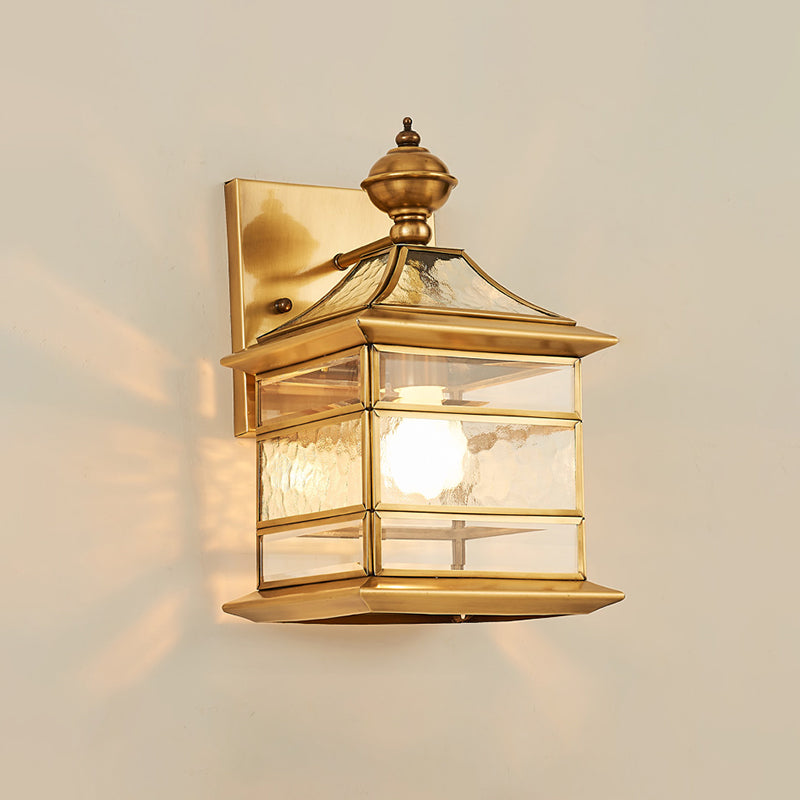 Traditional Brass Square Wall Lamp - 1-Light Living Room Mount Lighting / B