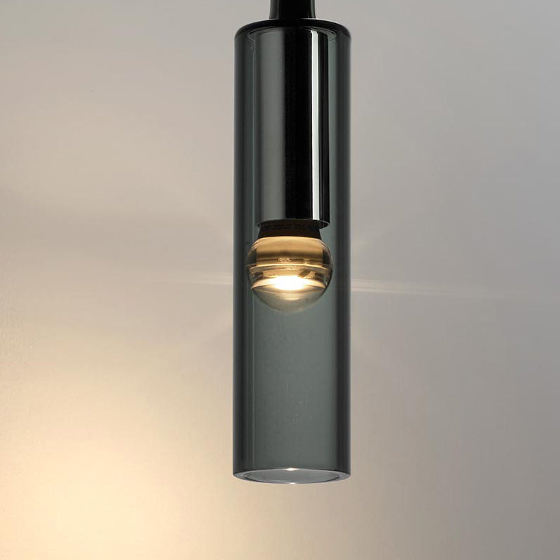 Modern Tubular Black Glass Wall Sconce - 1 Light Drop Lamp