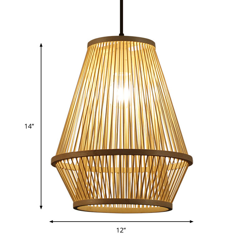 Bamboo Cage Pendant Light with Single Bulb for Modern Décor