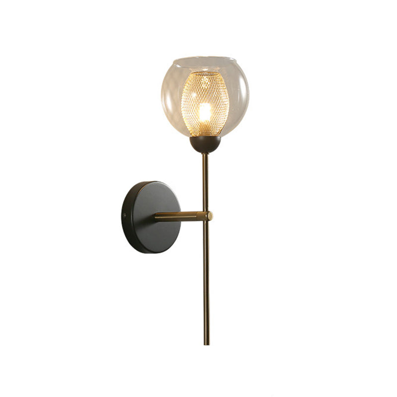 Modern Dual Cup Wall Sconce With Clear Glass And Metallic Finish In Black/Gold