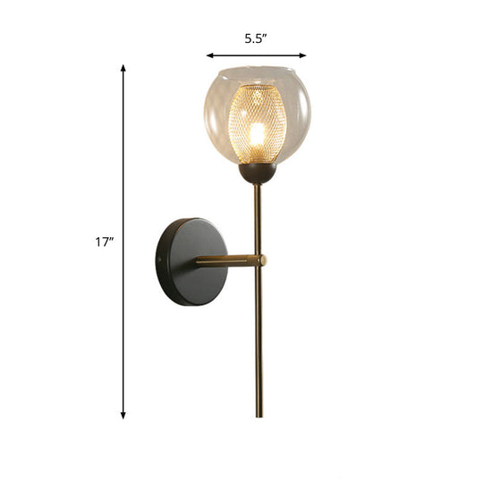 Modern Dual Cup Wall Sconce With Clear Glass And Metallic Finish In Black/Gold