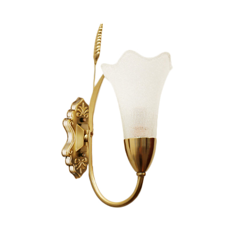 Opal Glass Petal Wall Sconce: Lodge Stylish 1/2-Light Brass Lamp