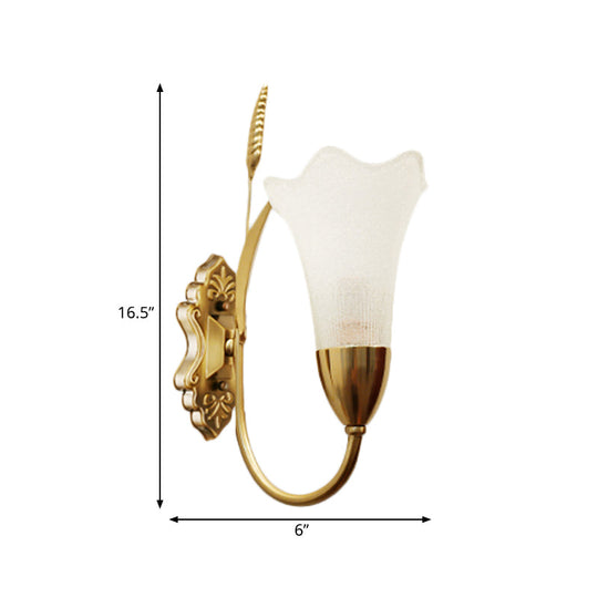 Opal Glass Petal Wall Sconce: Lodge Stylish 1/2-Light Brass Lamp