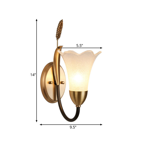 Opal Glass Petal Wall Sconce: Lodge Stylish 1/2-Light Brass Lamp