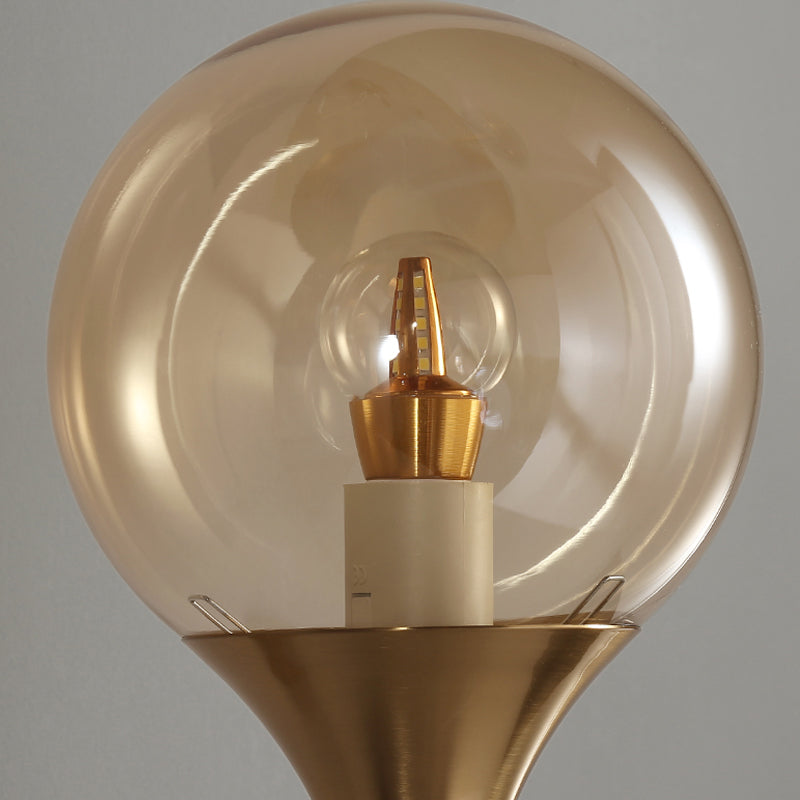 Retro Style Amber Glass Wall Sconce - Single Closed Ball Fixture