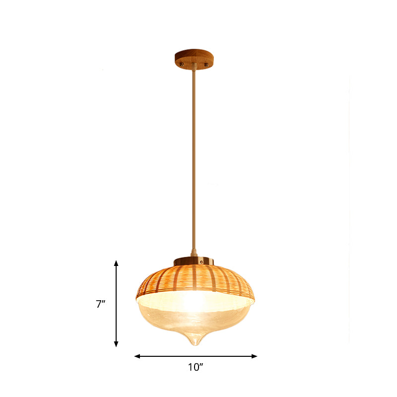 Modern Bamboo Pendant Light Fixture - Wood Design for Dining Room