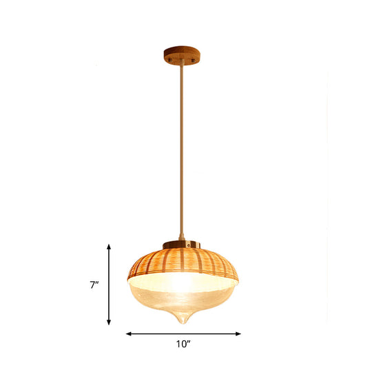 Modern Bamboo Pendant Light Fixture - Wood Design for Dining Room