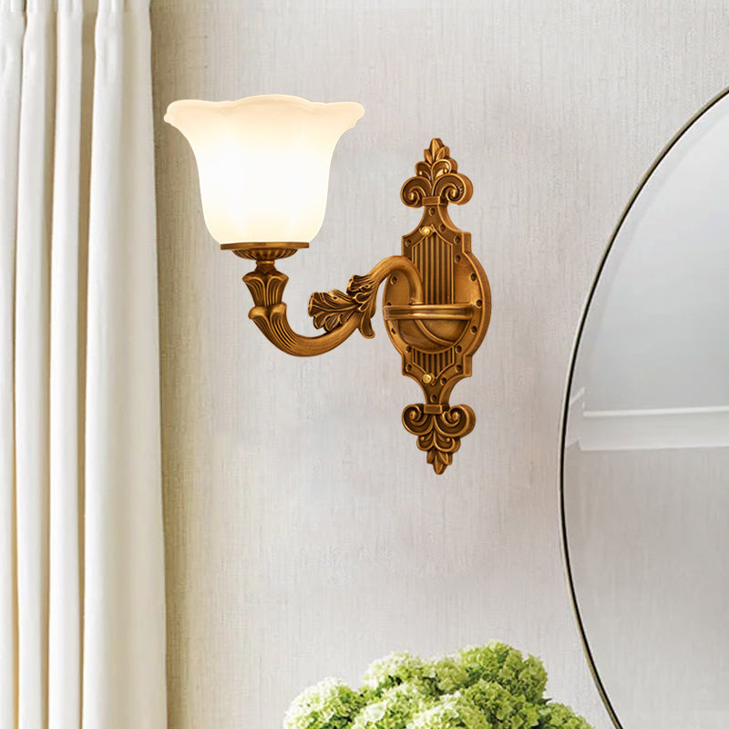 Brass Wall Light With Frosted Glass Shade For Hallway 1 /