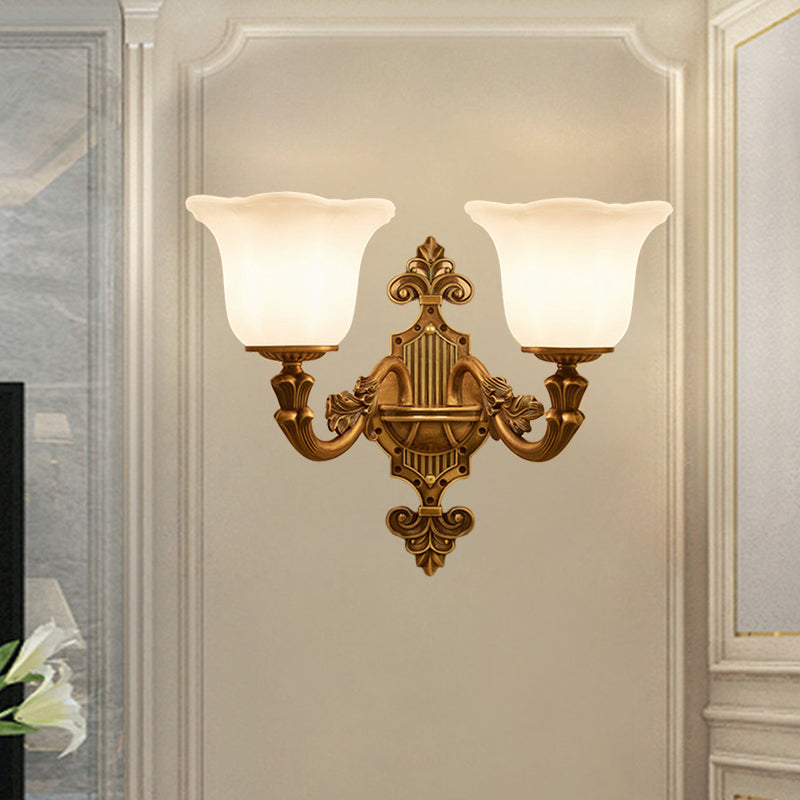 Brass Wall Light With Frosted Glass Shade For Hallway 2 /