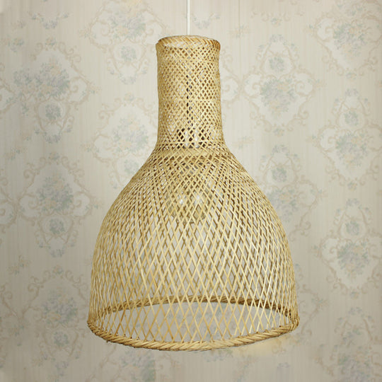 Rustic Bamboo Hanging Pendant Lamp - Woven Ceiling Light for Living Room