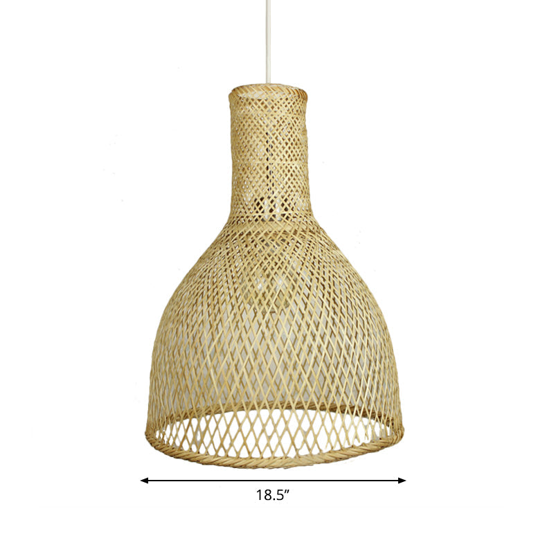 Rustic Bamboo Hanging Pendant Lamp - Woven Ceiling Light for Living Room