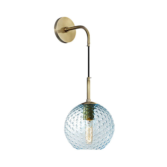 Retro Glass Globe Wall Lamp: Pink/Yellow/Blue With Brass Finish