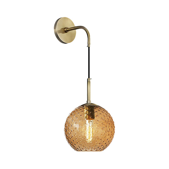 Retro Glass Globe Wall Lamp: Pink/Yellow/Blue With Brass Finish