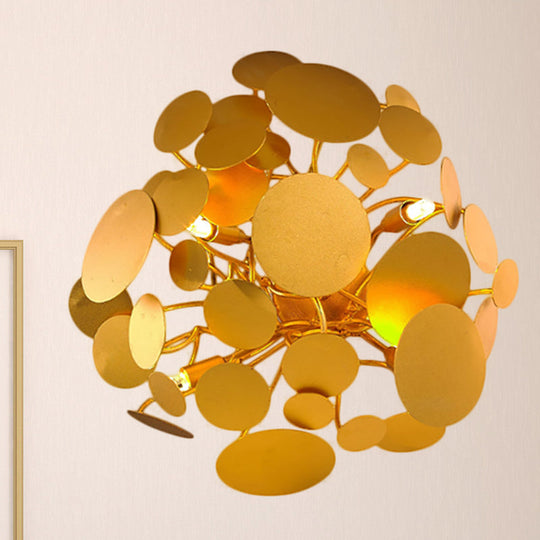 Contemporary Gold Steel Wall Sconce Lighting - 4-Bulb Circular Design For Living Rooms