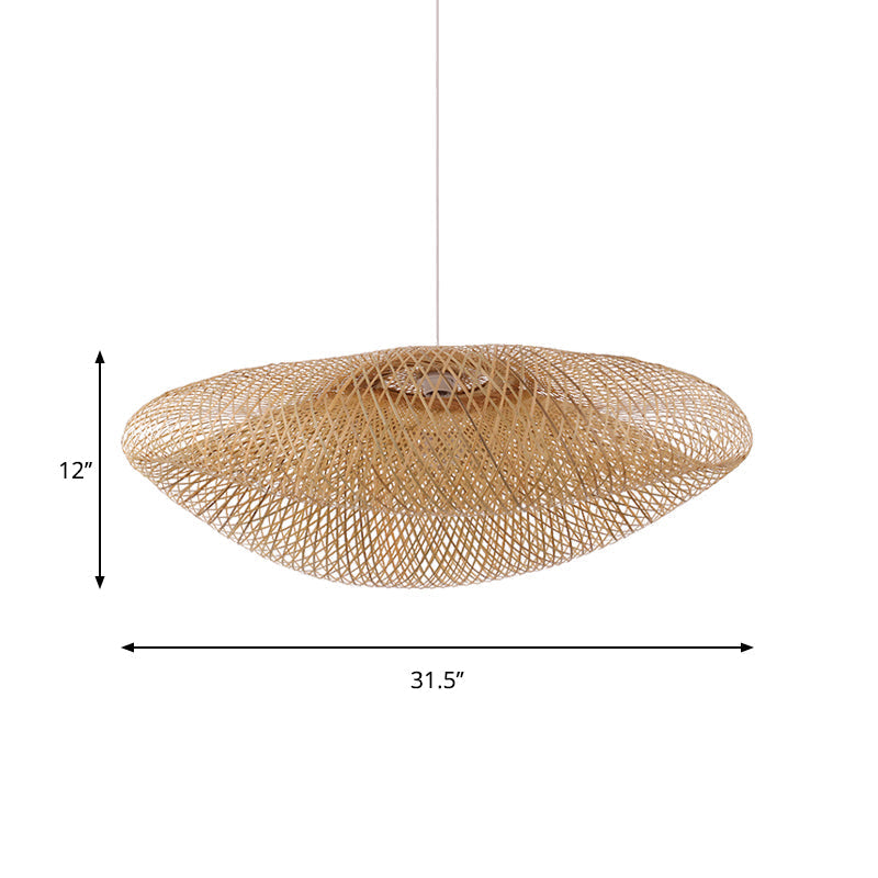 Bamboo Handmade Wood Ceiling Light with Suspension for Traditional Touch - 1 Bulb